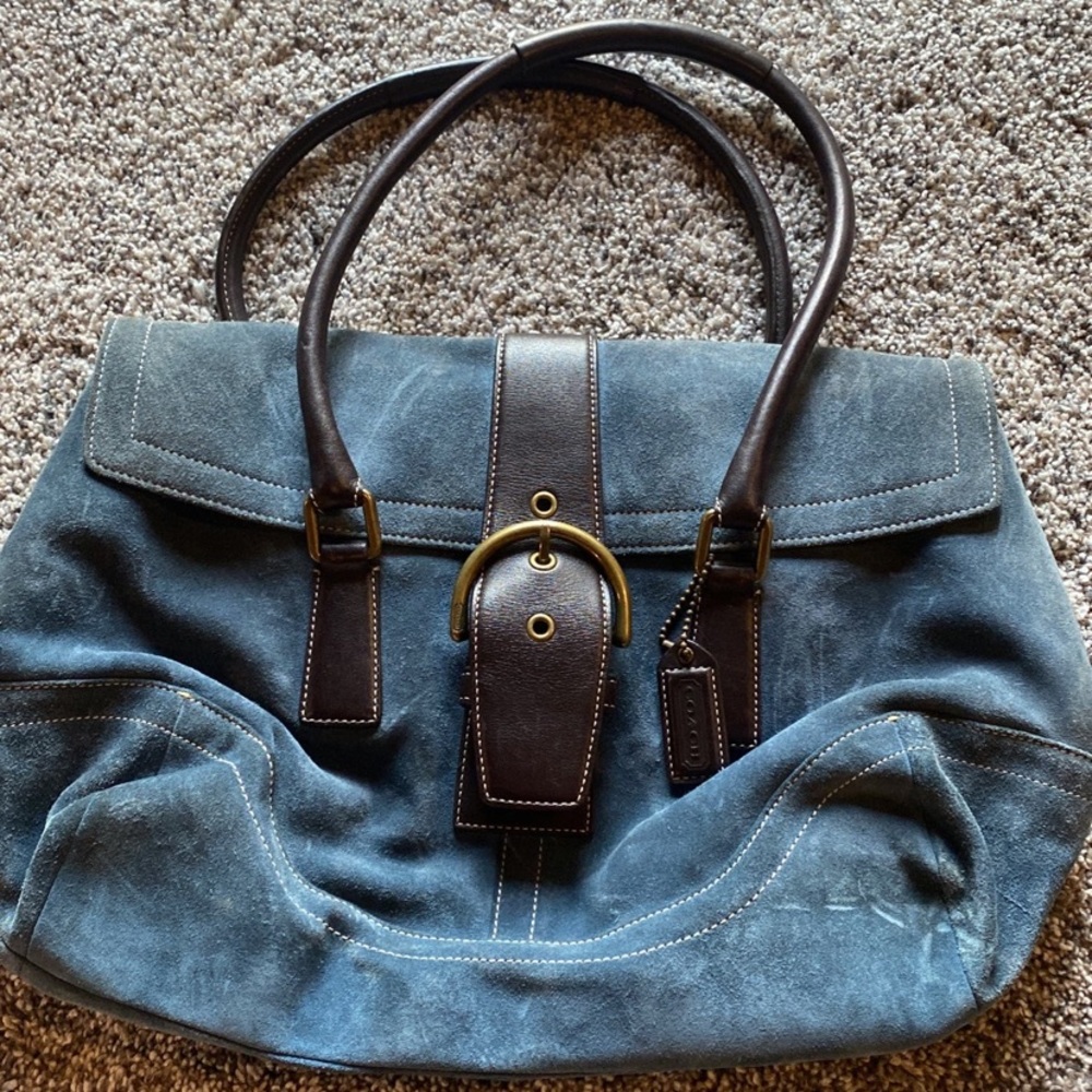 authentic coach suede bag